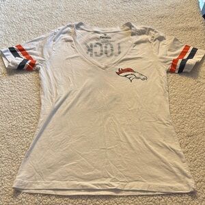 Fanatics Denver Broncos Lock #3 White Cotton V-Neck Tee